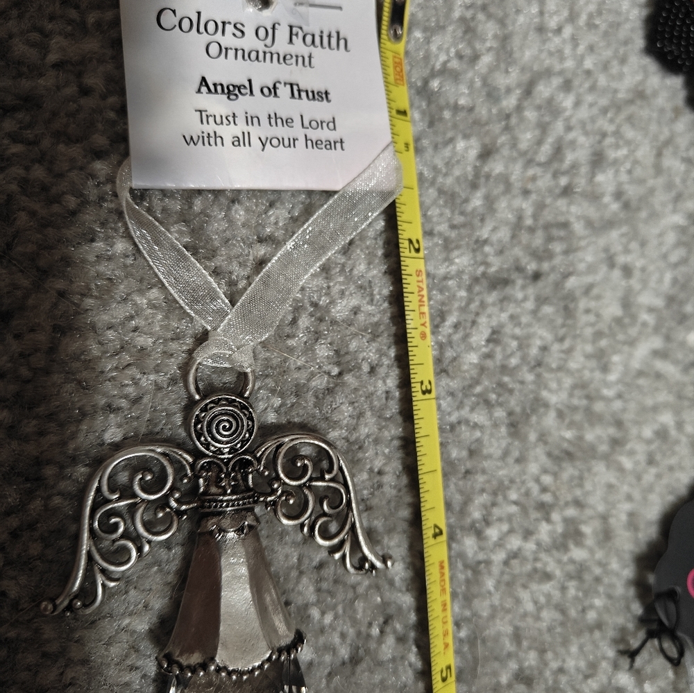 Silver Angel Ornament with Ribbon